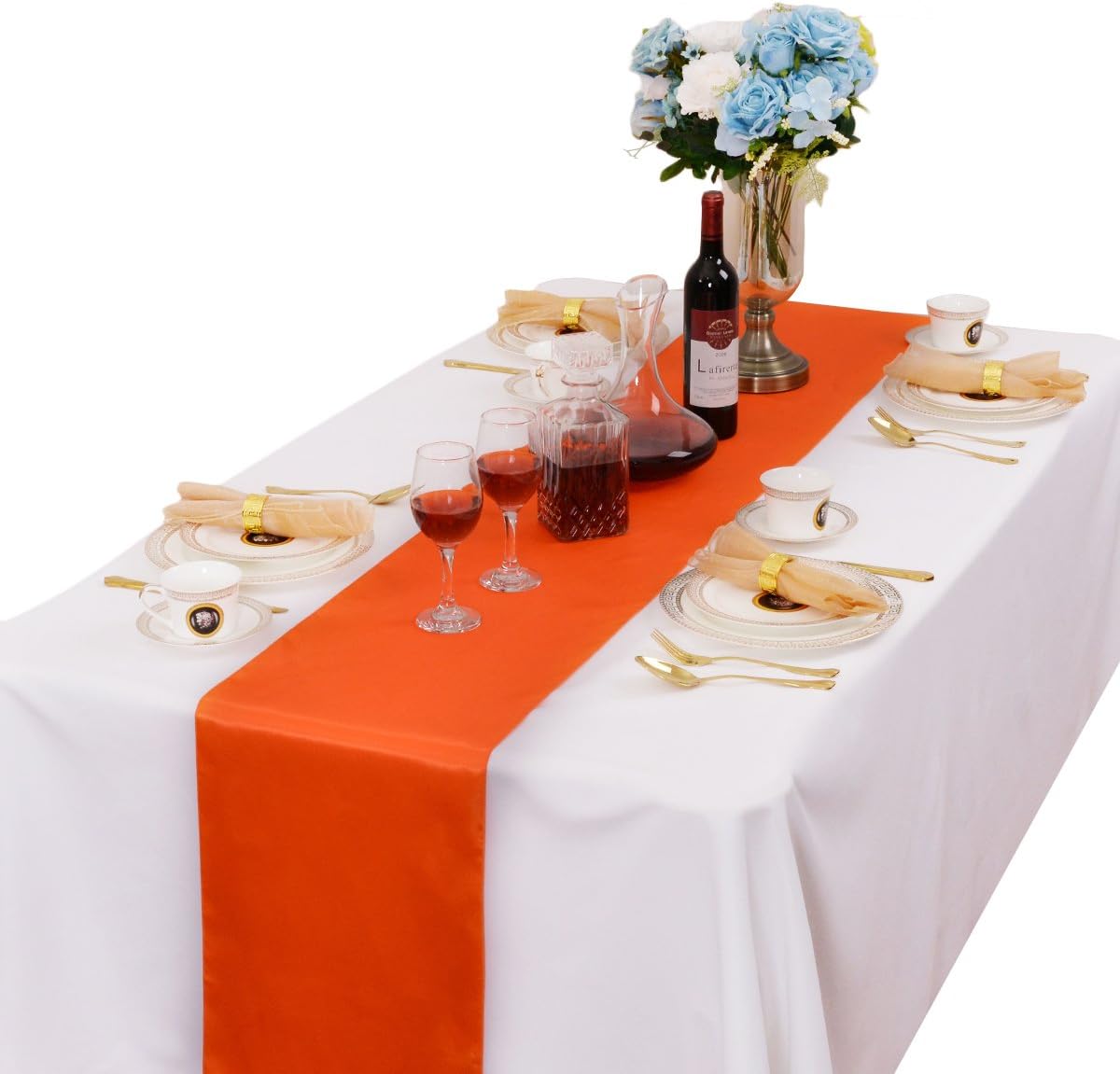 20 PCS 12 x 108 Inches Burgundy Satin Table Runners for Wedding Party Engagement Event Birthday Graduation Banquet Decoration