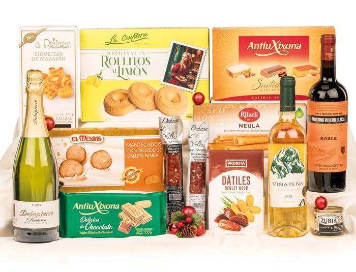 Cesta de Navidad con Caja a Color - Nº4 - Cesta Navidad 2022 - Ideal para Regalar