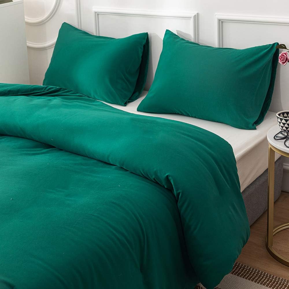 CLOTHKNOW Green King Comforter Sets Emerald Green Bedding Comforter Set Women Men Comforter Dark Green Comforter Solid Bedding Soft Luxury Bedding King Bed