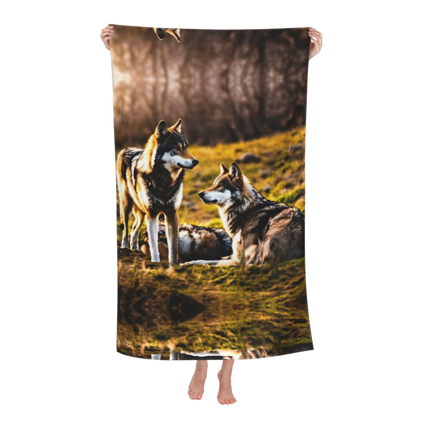 Oazcvbnn Women's White Wolfs Print Adult Beach Towel Summer Travel Pool Vacation Swimming Fitness Outdoor Adventures
