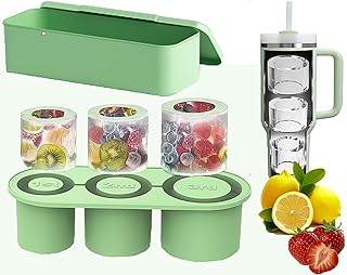 Ice Cube Tray for Stanley Cup 30-40oz, Stanley Ice Mold, Ice Cube Mold, Ice Cube Tray With Lid, Ice Cube Trays for Freezer Chilling Cocktails, Drinks, Coffee, Easy Fill Release Ice Maker (Green)