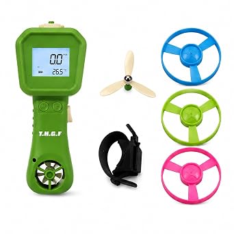 Wind Speed Anemometer, Handheld Digital Wind Speed Meter Toy for Kids | Digital LCD Display,Fun Propeller Discs,Outdoor Exploration for Kite Flying, Camping, Cycling and STEM Learning