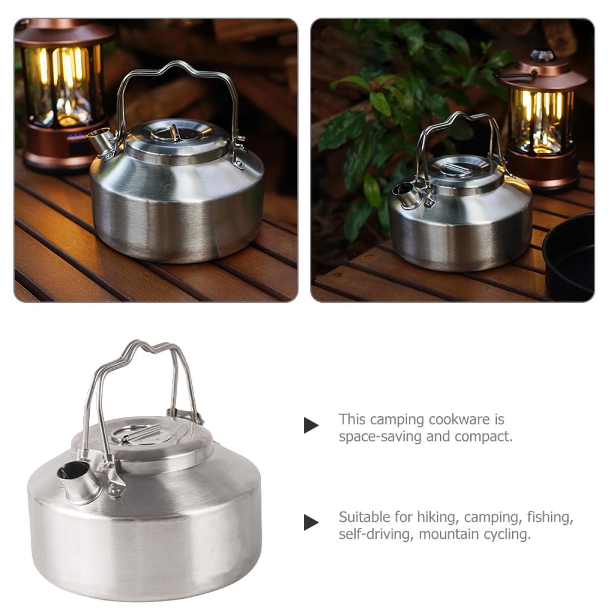 Camping Teekessel aus Edelstahl 1 L Silber für Herd und Wasser | Outdoor Miniformat, Kocht Wasser und Suppe, Passend für Küche und Zuhause