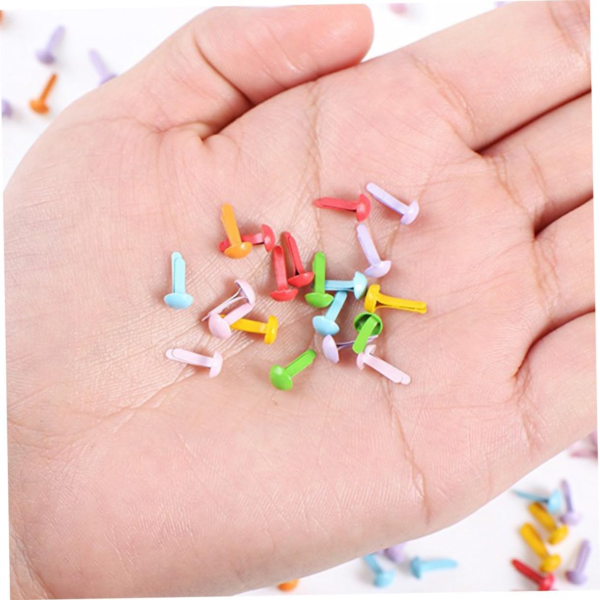 Hohopeti 150 Pcs Small -Legged Nails Scrapbooking Brads Mini Miniature Colors Crafts Supplies Making Multicolor Colored DIY Paper Split Clips Craft Clips Metal Fasteners
