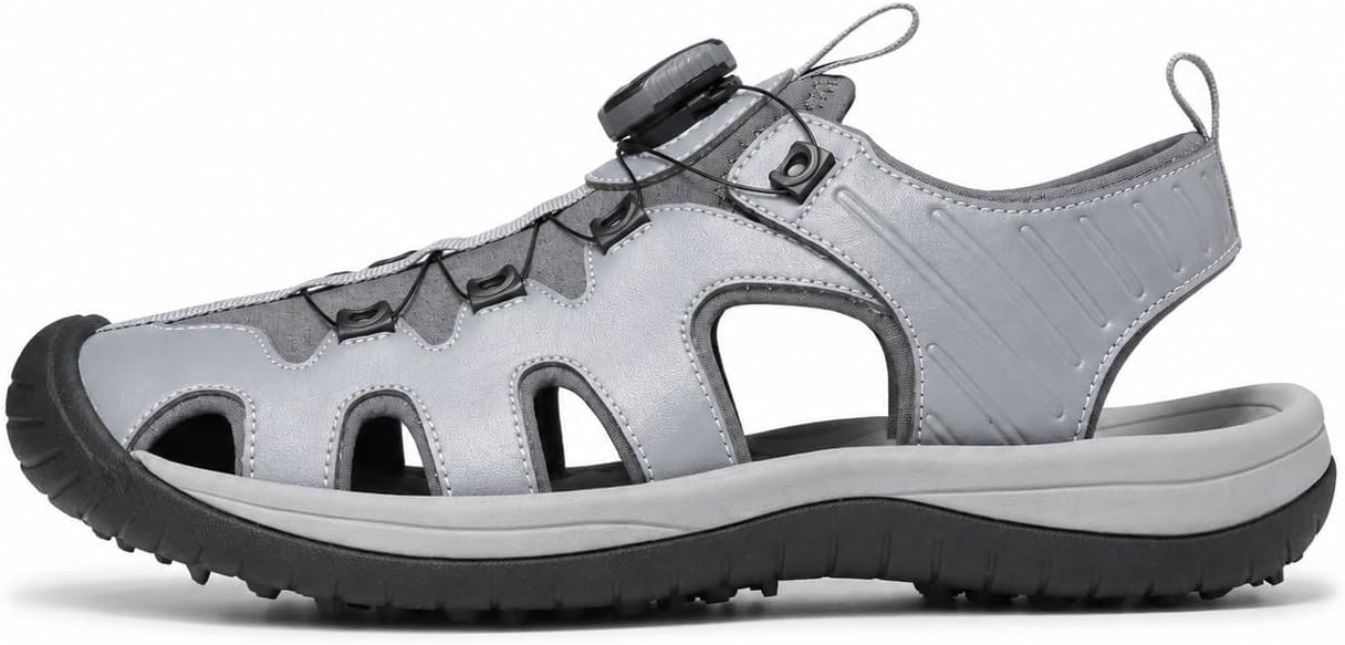 PGM Men's Golf Sandals 2.0 Closed Toe, Breathable Summer Golf Shoes with No-Tie Dial Closure, Anti-Slip Spikes, Protective Toe Cap & Cushioned EVA Midsole