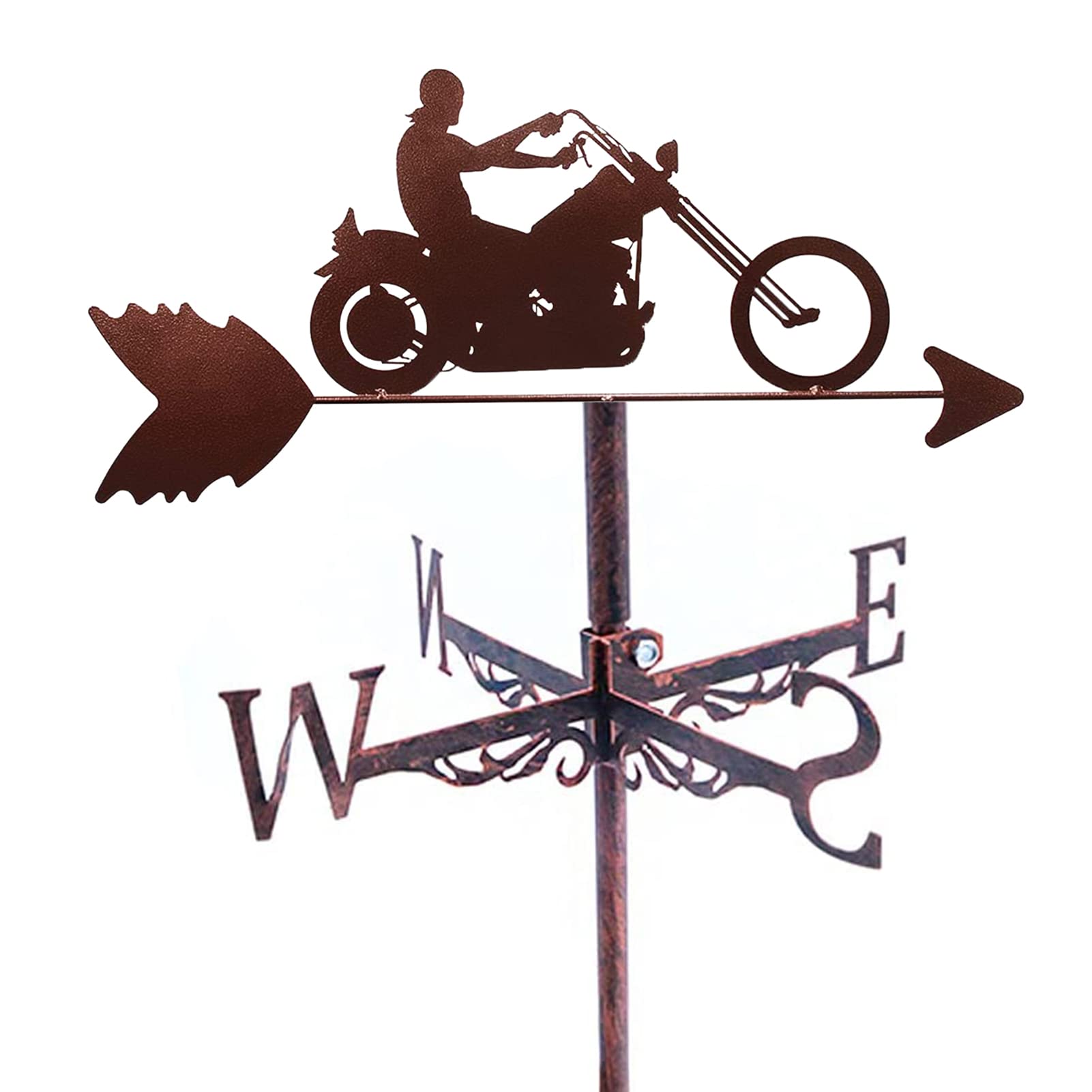 TAXXII Weather Vanes for Roof Creative wind vane Wind Direction Indicator Kit Outdoor Gardens weathervane Iron Art Weathercock Coating Houses Patio Lawns(Motorcycle)