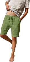 LVCBL Men's Linen Shorts, Lightweight, Breathable Summer Shorts, Plain, Loose Fit, Short Casual Trousers