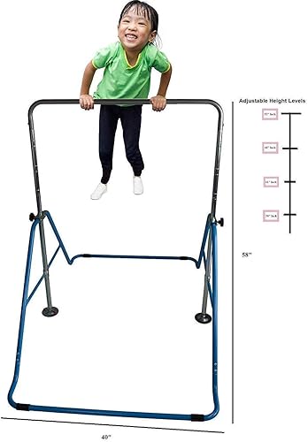 Miniatura 2 de X FACTOR Barra de gimnasia para niños, gimnasio de la jungla horizontal Kip Bar de entrenamiento junior, altura ajustable, barras de mono, barra de