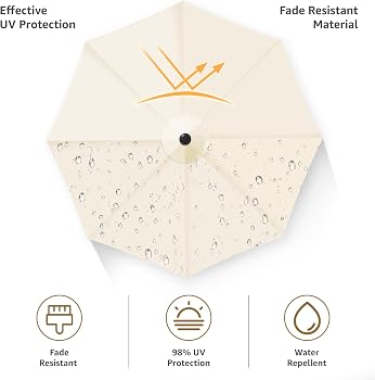 YOUGE OUTDOOR 10Feet Patio Umbrella Replacement Canopy, For 8 Ribs,Market and Table Umbrella Top,Universal Strong and Thick Umbrella Canopy,UV Protection,Canopy Only. (Beige) : Patio, Lawn & Garden