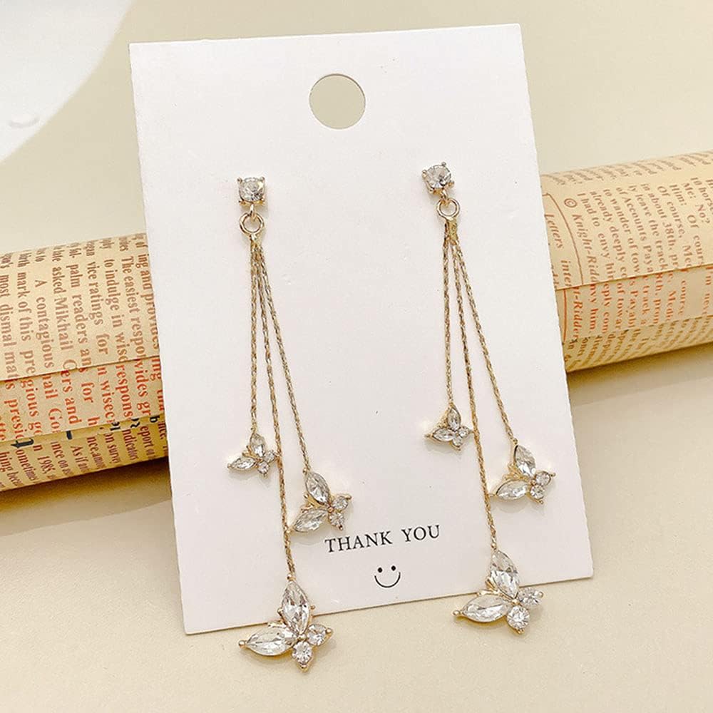 Butterfly Earring for Women Crystal Butterfly Tassel Earrings Long Drop Dangle Earrings Jewelry for Women Sparkle Colorful Zircon Animal Butterflys Pendant Earrings - Image 6