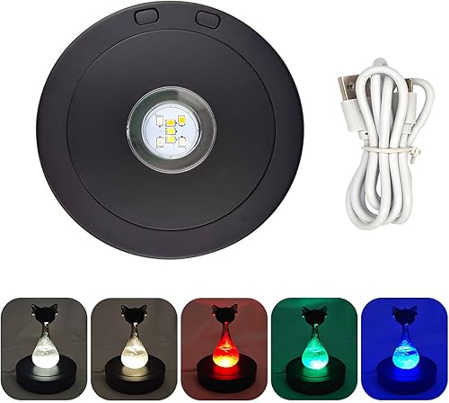 Base de exhibición giratoria de luz LED, multicolor giratorio redondo de cristal iluminado base de exhibición para botella de vidrio, decoración de