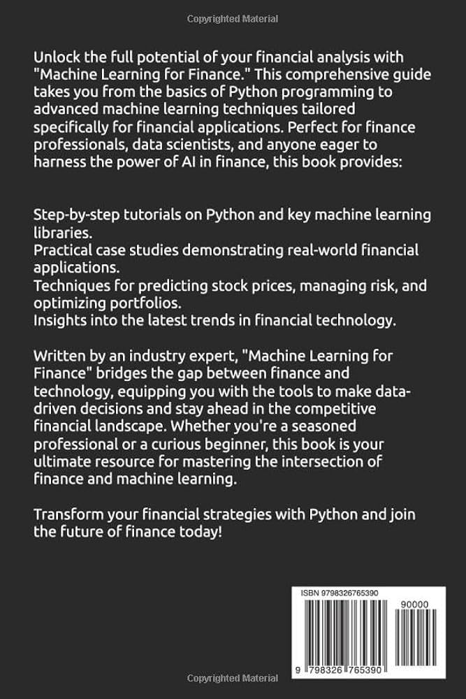 Amazon.com: Machine Learning for FInance: Master Financial