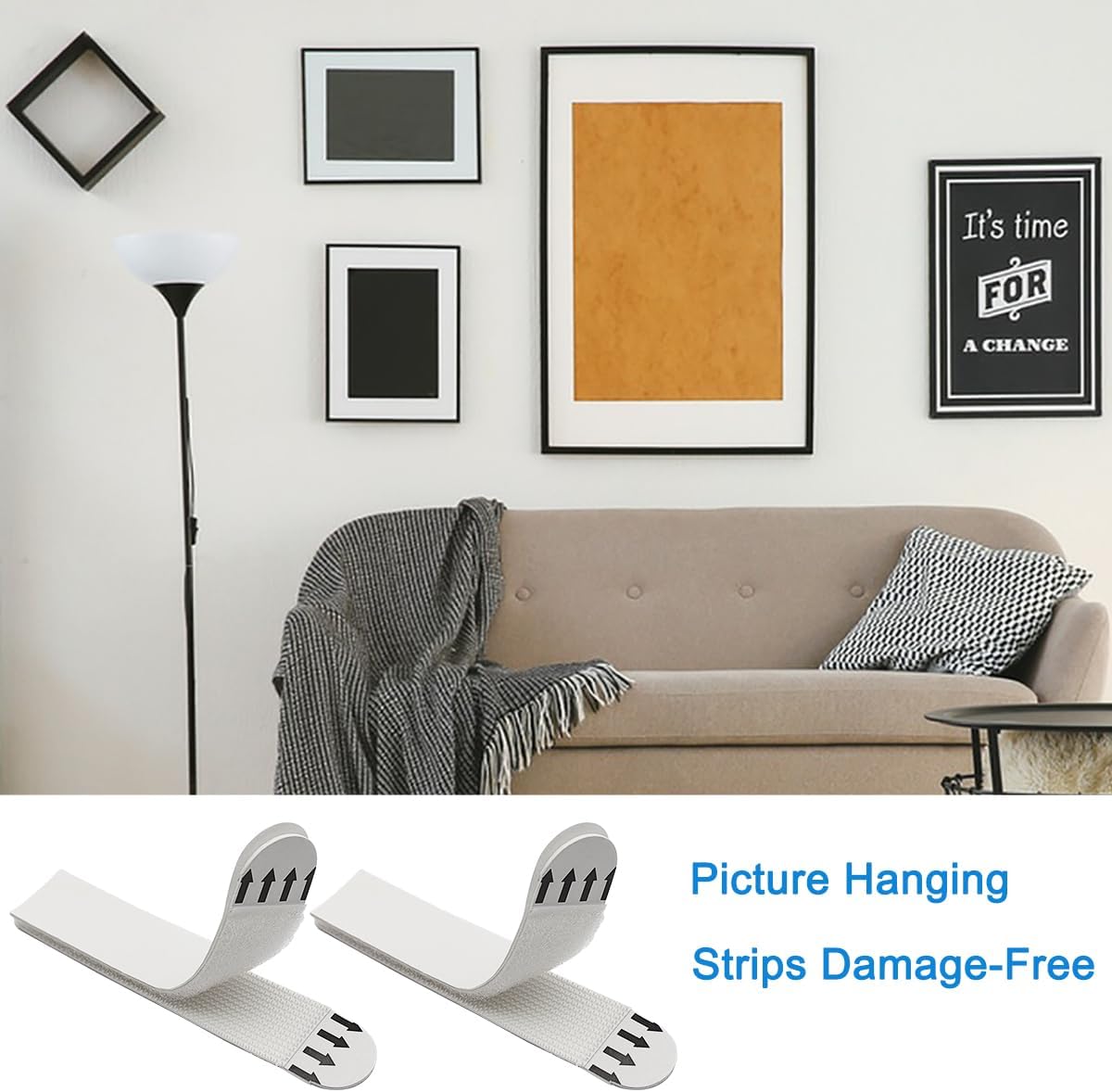 Large Picture Hanging Strips Heavy Duty, 24-Pairs(48 Strips) Sticky Picture Hangers for Walls, Damage Free Wall Picture Hanger, Refill Adhesive Poster Strips Without Nails for Frame Hanging Decoration