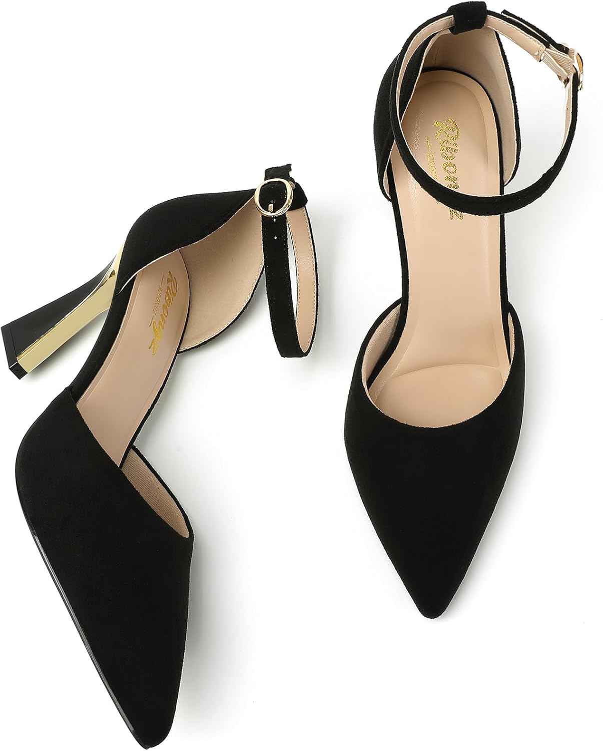 RIBONGZ Women's Closed Pointed Toe Heels Ankle Strap High Pumps Elegant Strappy Stiletto Dress Shoes for Work Party Evening Casual Office - Image 7