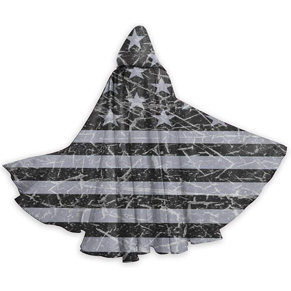 Not Applicable Adult Tunic Hooded,Halloween Cape Cloak,Cosplay Costume,Role Play Dress Up,Retro Distressed Usa Flag Patriotic Devil Witch Wizard Cape,Vampire Costume,Party Hooded Cloak