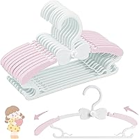 WJWSKI 20 Pack Pink Adjustable Baby Hangers 11-14.5" Non-Slip Kids Closet Hangers for Infant Toddler Girl Clothes Nursery Organizer