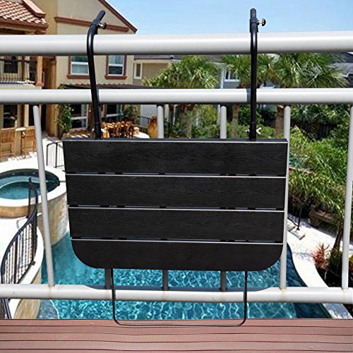 Sundale Outdoor Folding Balcony Bar Table For Railing, Patio All Weather Adjustable Hanging Mounted Table For Baluster Garden Deck, Black #TOP3