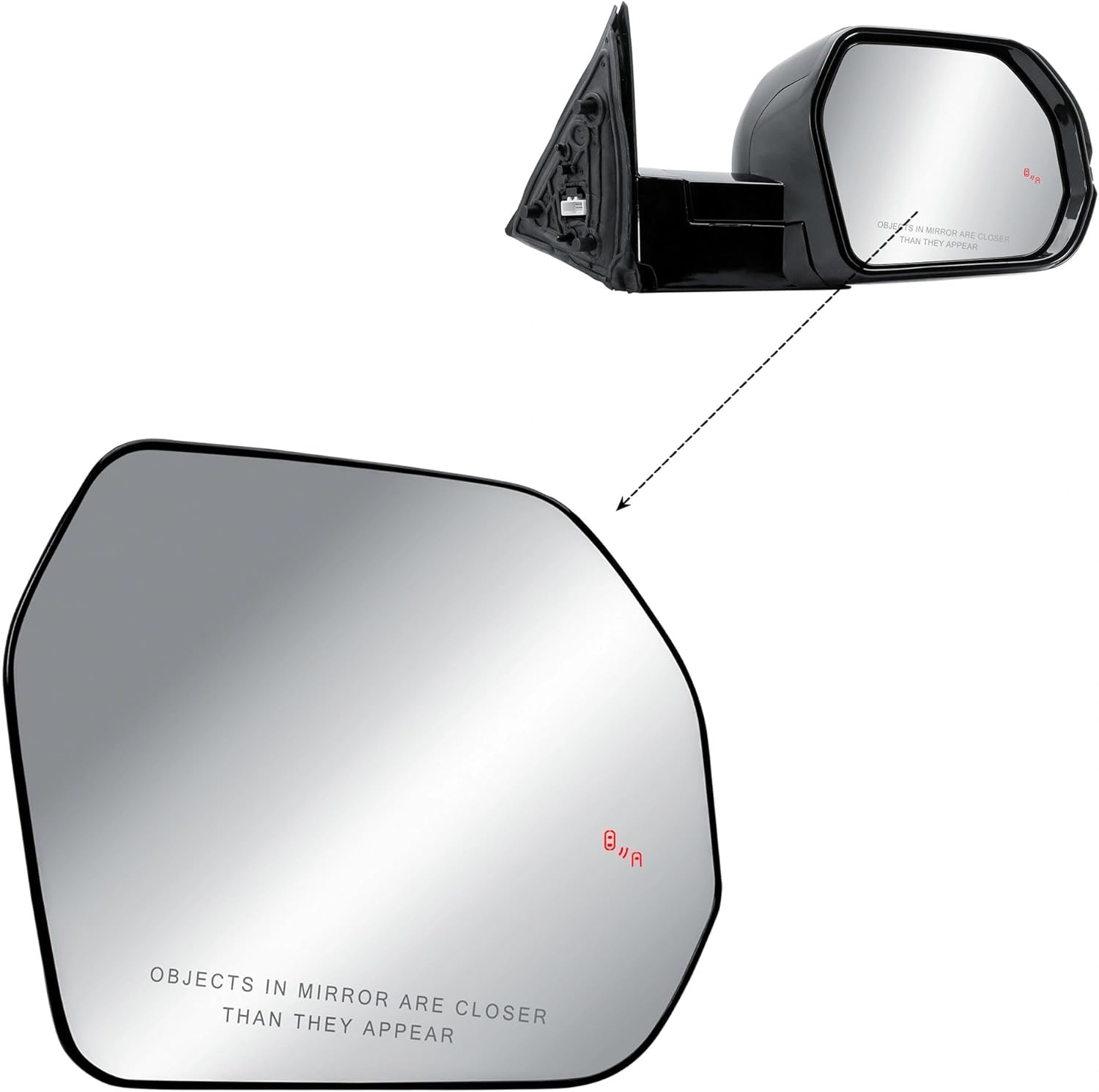 Replacement Passenger Right Side Door Mirror Glass Heated and BLIS with Back Plate for Toyota Tundra 2022-2025