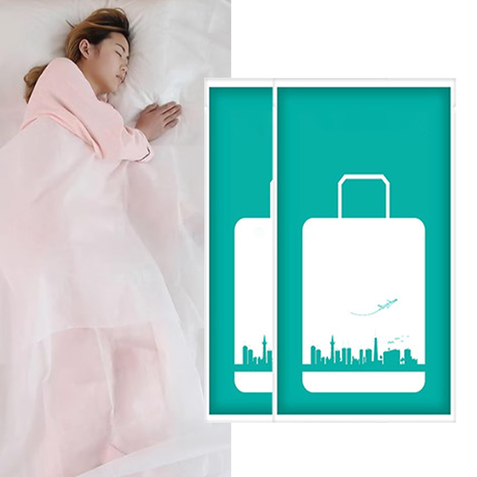 Uxsiya 2 Pack Disposable Hotel Sleeping Sheet for Travel Sleep Sack, for Hotel Sleeping Sack Without a Bag Liner