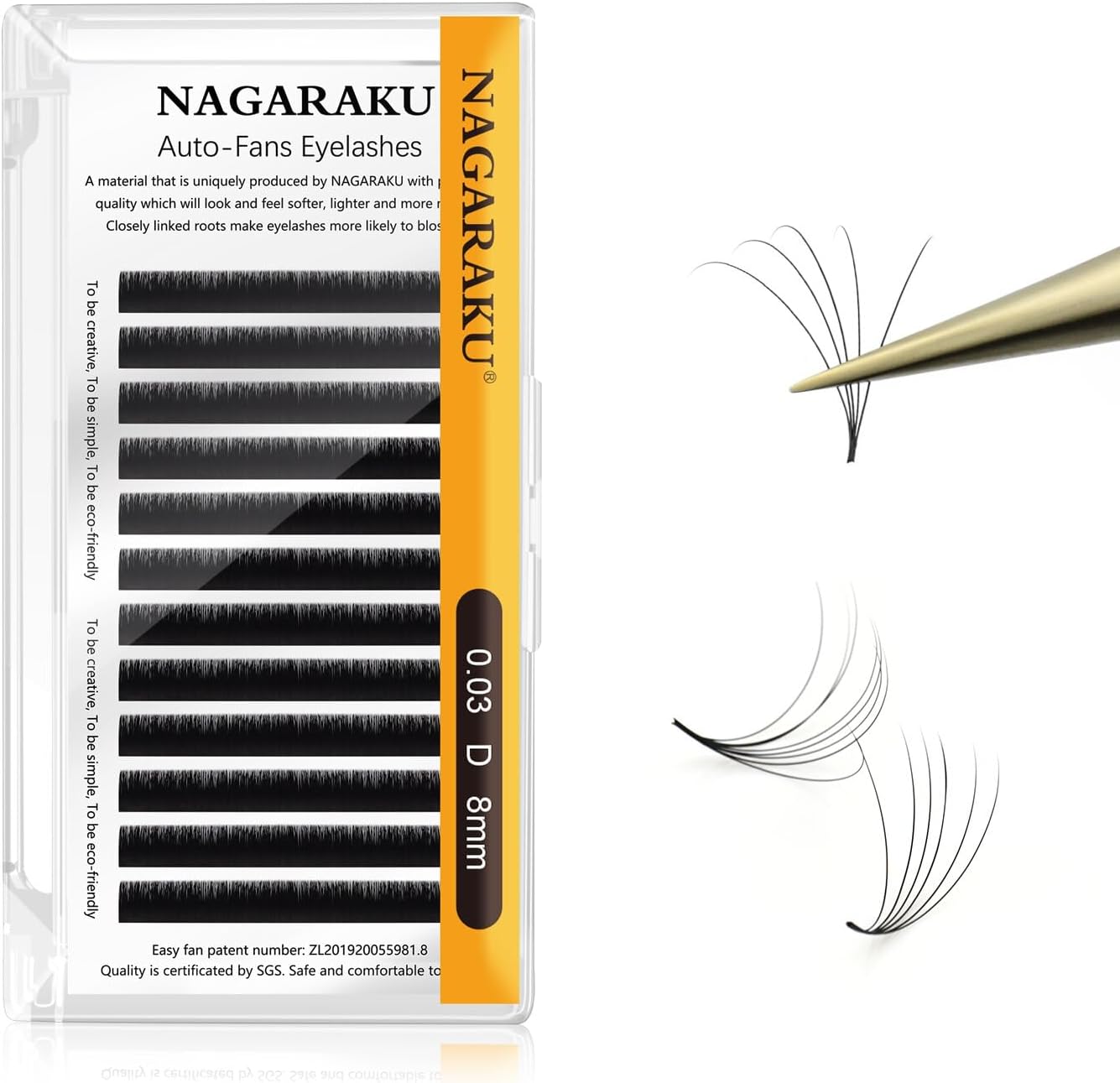 NAGARAKU Auto Fan Lash 2 Layers Volume Eyelash Extensions 0.03 D Curl 8mm Length Natural Professional False Lashes Supplies Cluster 2D 3D 4D 5D 6D 10D Russian Easy Fan Lash