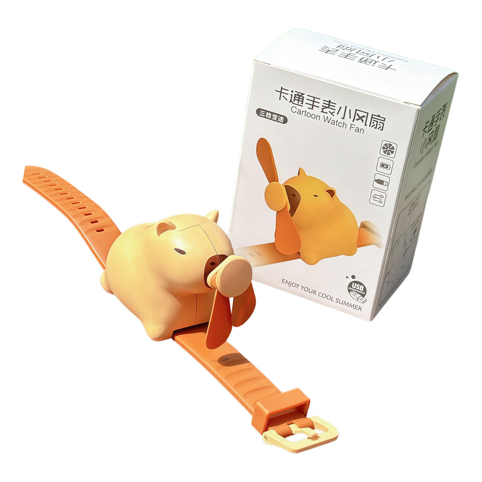 PANGBOER Capybaras Watch Handheld Fan Wrist Wearable Cooling Device Perfect for Indoor and Outdoor Rechargeable