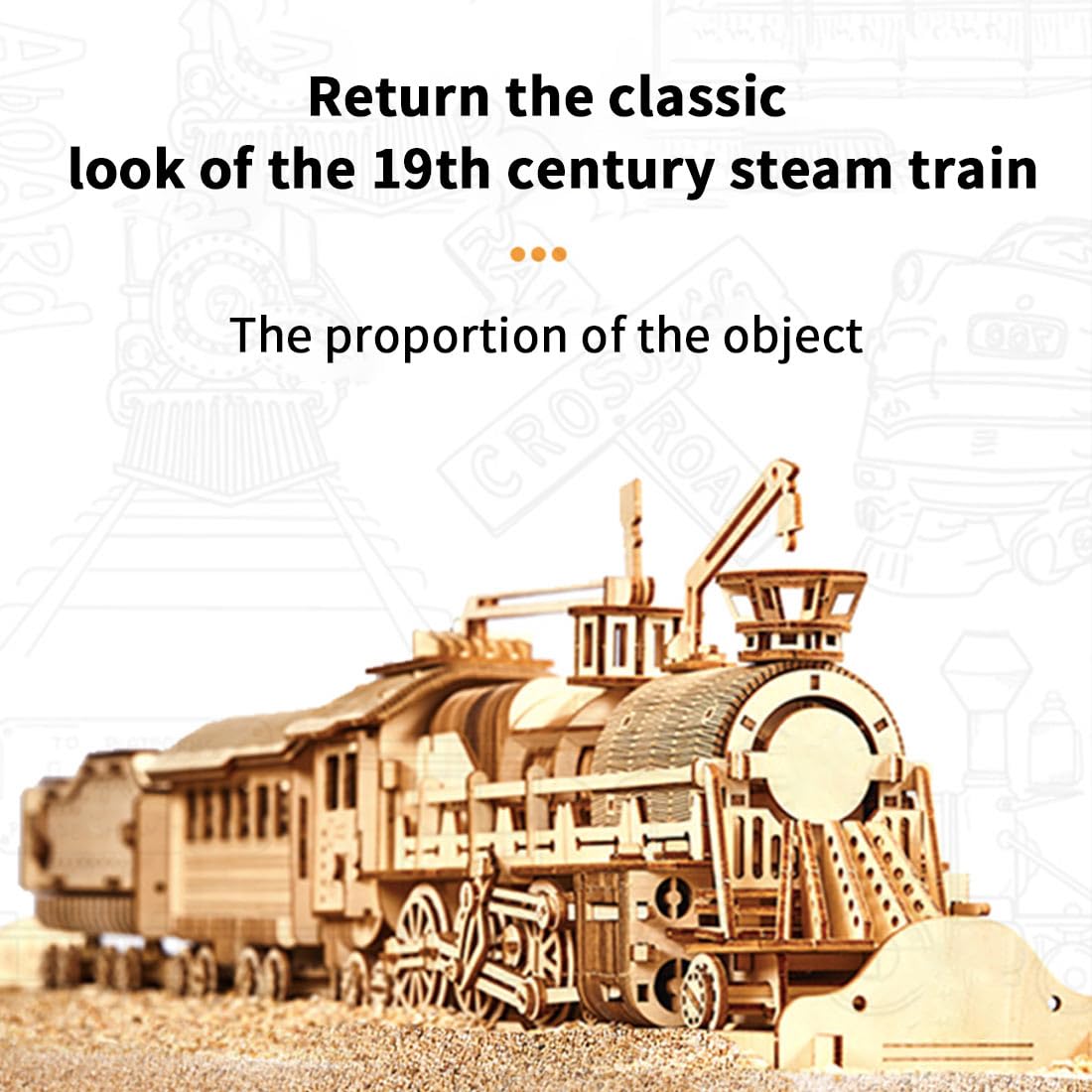 3D Puzzle Holz Dampflokomotive Mechanik Getriebe Bausatz, DIY Montage 3D Holzpuzzle Zug Bastelset Weihnachten 2025 Dekoration Geschenk Modell, Dampflokomotive + Ständer (524 Teile)