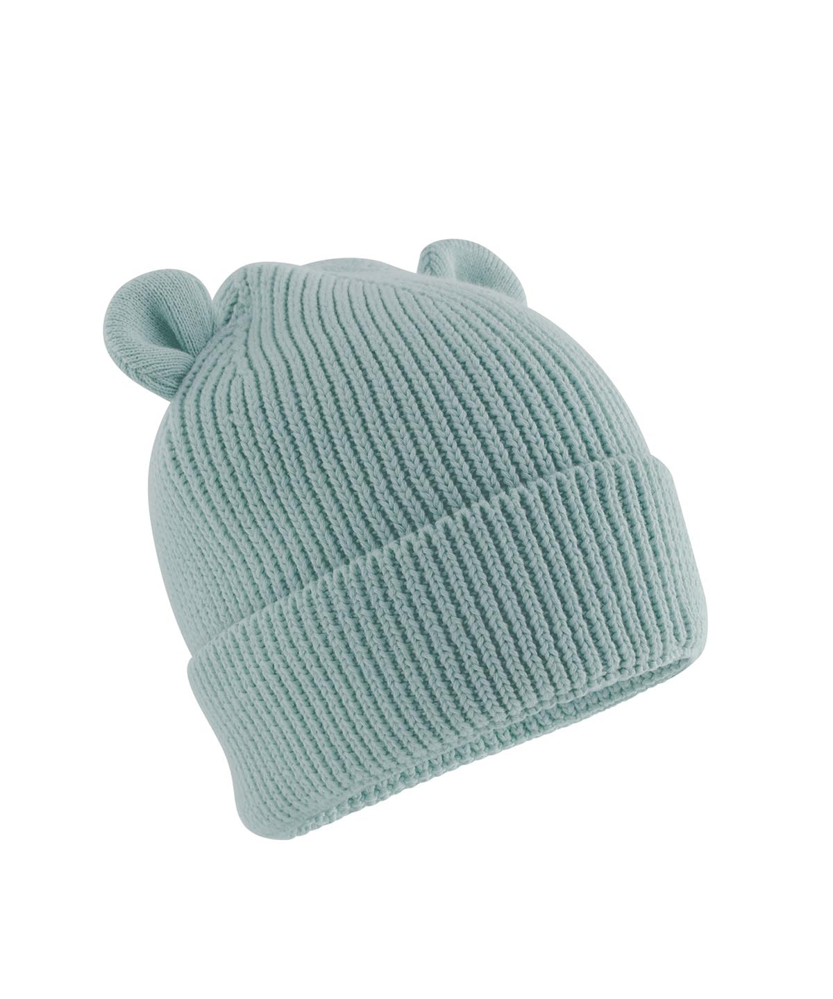 4Sp Unisex Infant Dusty Turquoise Organic Cotton Baby Bear Beanie Hat, Hand Wash, Ribbed Knit Design (Uk, Age, 12 Months, 24 Months, )