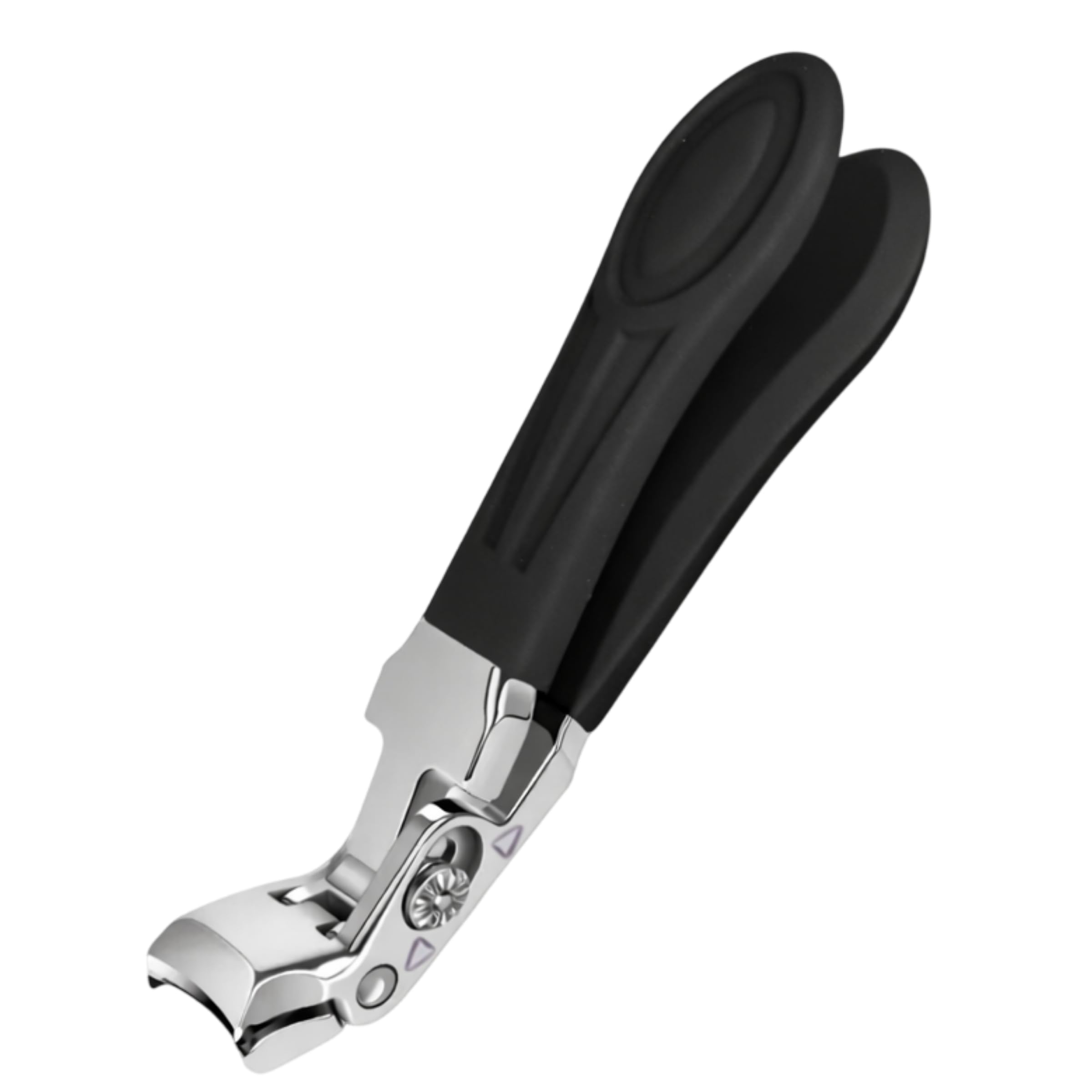 Professional Sapphire Black Angled Nail Clippers for Seniors & Adults – Thick Toenail Clipper with 5'' Nail File, Ultra-Sharp Blades, Nail Catcher, Easy Grip & Safe Home Manicure & Pedicure Care Tool