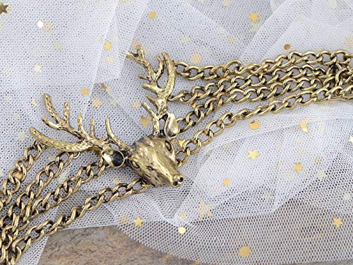 Alilang Golden Tone Vintage Antique-Inspired Deer Bangle Chain Cuff Bracelet2