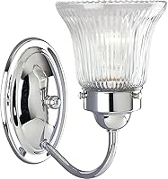 Vista 3 de Progress Lighting 1-Light Clear Prismatic Glass Traditional Bath Vanity Light, Fluted Glass Collection, Indoor, P3287-15, Polished Chrome