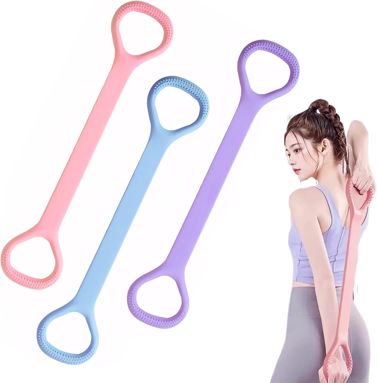 Fitness Bands 3 Pieces, Dancepandas Elastic Fitness Bands 20 lbs, Elastic Fitness Bands with Non-Slip Grip, for Yoga Stretching Pilates Training 30