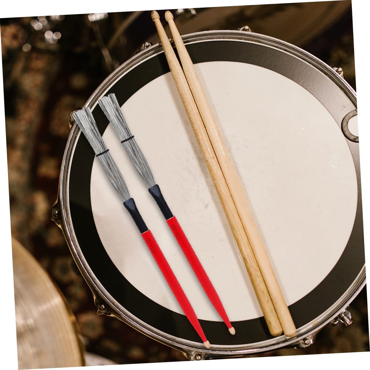 TOYANDONA 2pares Cepillos De De Madera Duraderos Mango Accesorios Para Instrumentos De Percusión Para Práctica y Bandas Juveniles
