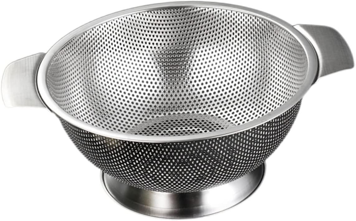 Cabilock Stainless Steel Fine Mesh Rice Strainer Basket Side Drainers Multi-Purpose Vegetable Washing Colander for Rinsing Fruits Beans and Pasta