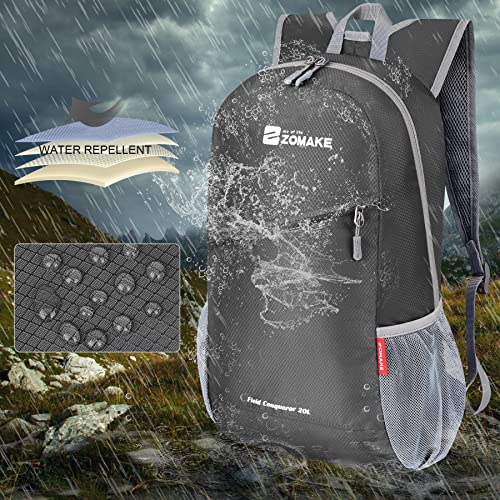 Mochila ligera plegable ZOMAKE 20/35L gris y amarilla miniatura 4