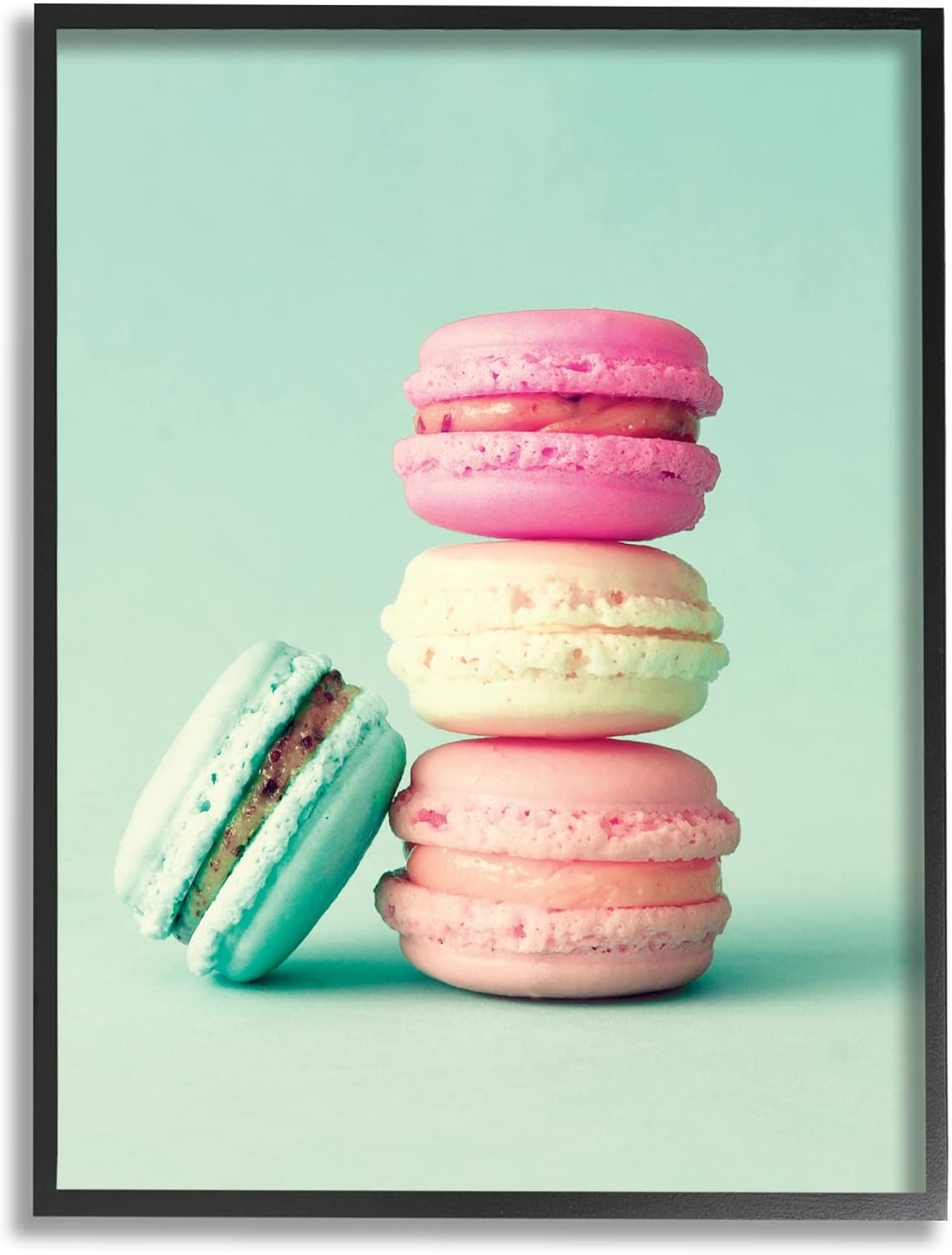 Stupell Industries Pastel Macaron Cookie Dessert Turquoise Background,Design by Incado