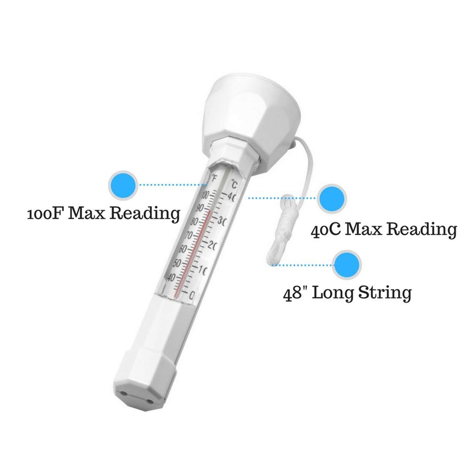 Floating Pool Thermometer Premium Water Floating Temperature Thermometers with String Easy to Quick Read,for Outdoor & Indoor Swimming Pools, Spas, Hot Tubs, Jacuzzi,Aquariums & Fish Ponds