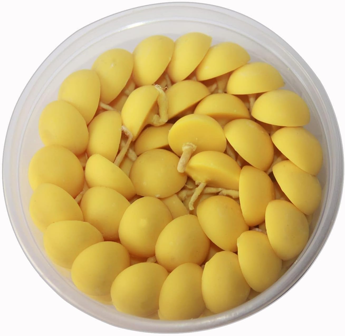 Om Phool Batti Cow Ghee Diya for Puja, 100 Pieces, Wax Free Vegan Ghee Batti/Wicks/Jyot for Puja Aarti, (Pack of 1,Yellow, 100 pcs)