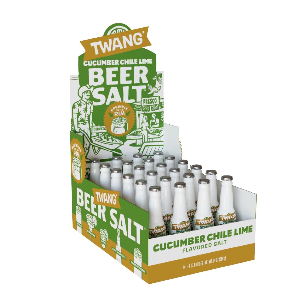 Twang Flavored Beer Salt, Cucumber Chile Lime, 1 Ounce Mini Bottles (24 Count Display Pack)