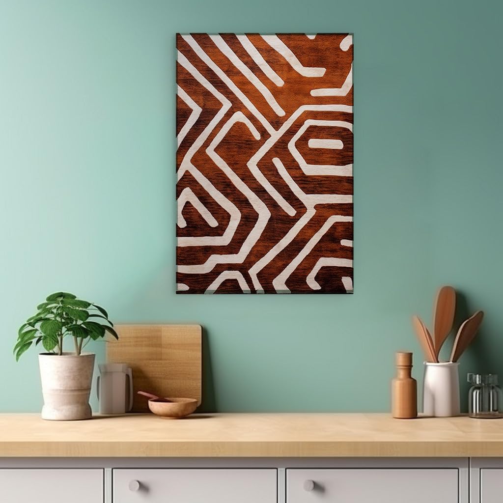 Canvas for Living room. Elegance Woven in Textile: Unveiling the Labyrinthian Chic of Brown and White Fabrics, 27 x 18 inch Canvas Wall Art - Expansive Panoramas - Modern Home Decor