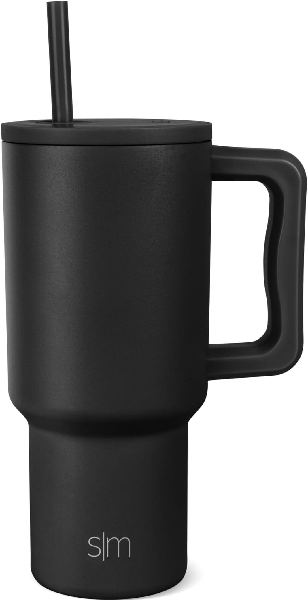 Simple Modern 30 oz Tumbler with Handle and Straw Lid | Insulated Cup Reusable Stainless Steel Water Bottle Travel Mug Cupholder Friendly | Gifts for Women Him Her | Trek Collection | Midnight Black