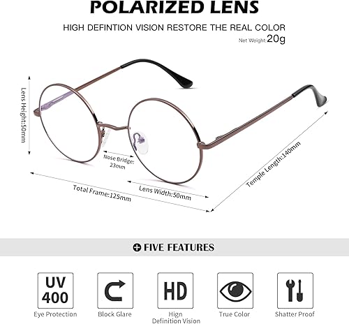 Miniatura 3 de Pro Acme Lentes transparentes sin receta con marco metálico redondo pequeño retro