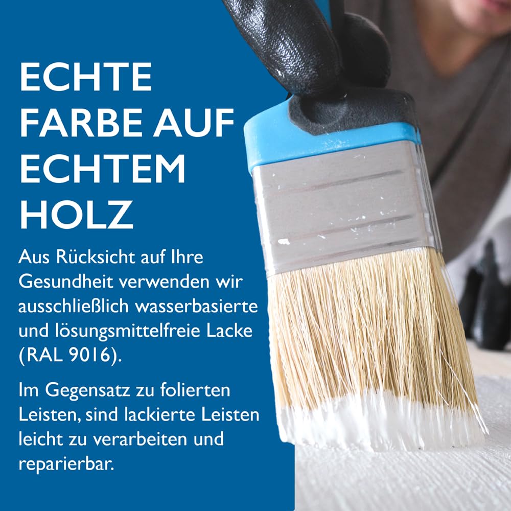 Sockelleiste Kiefer – 16x115x2400 mm, 10 Stück, weiß RAL 9016 lackiert