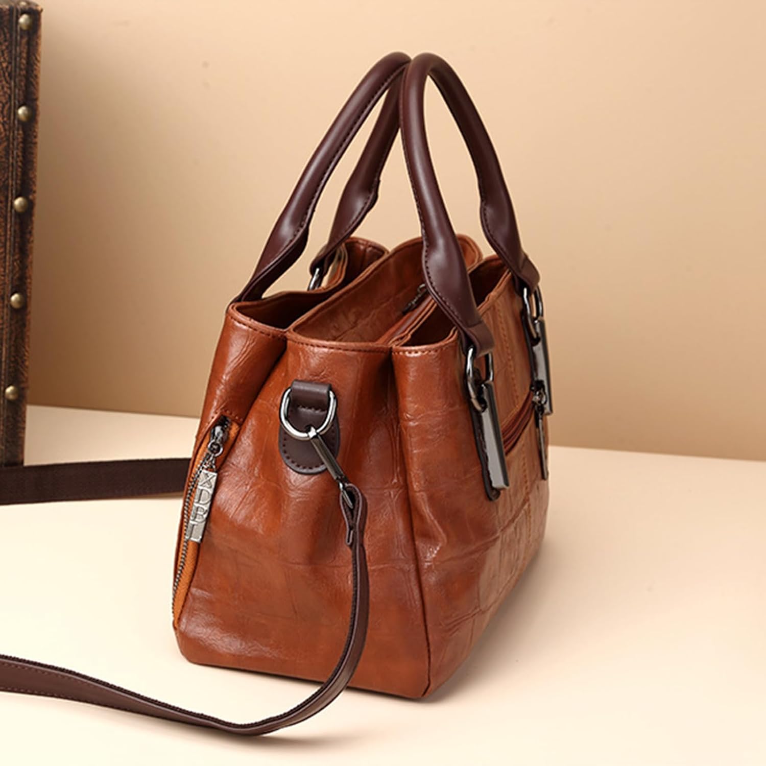 Handbags and Purses for women Vegan Leather Tote Bag for Women Satchel Shoulder Bags Travel Purse with Compartments