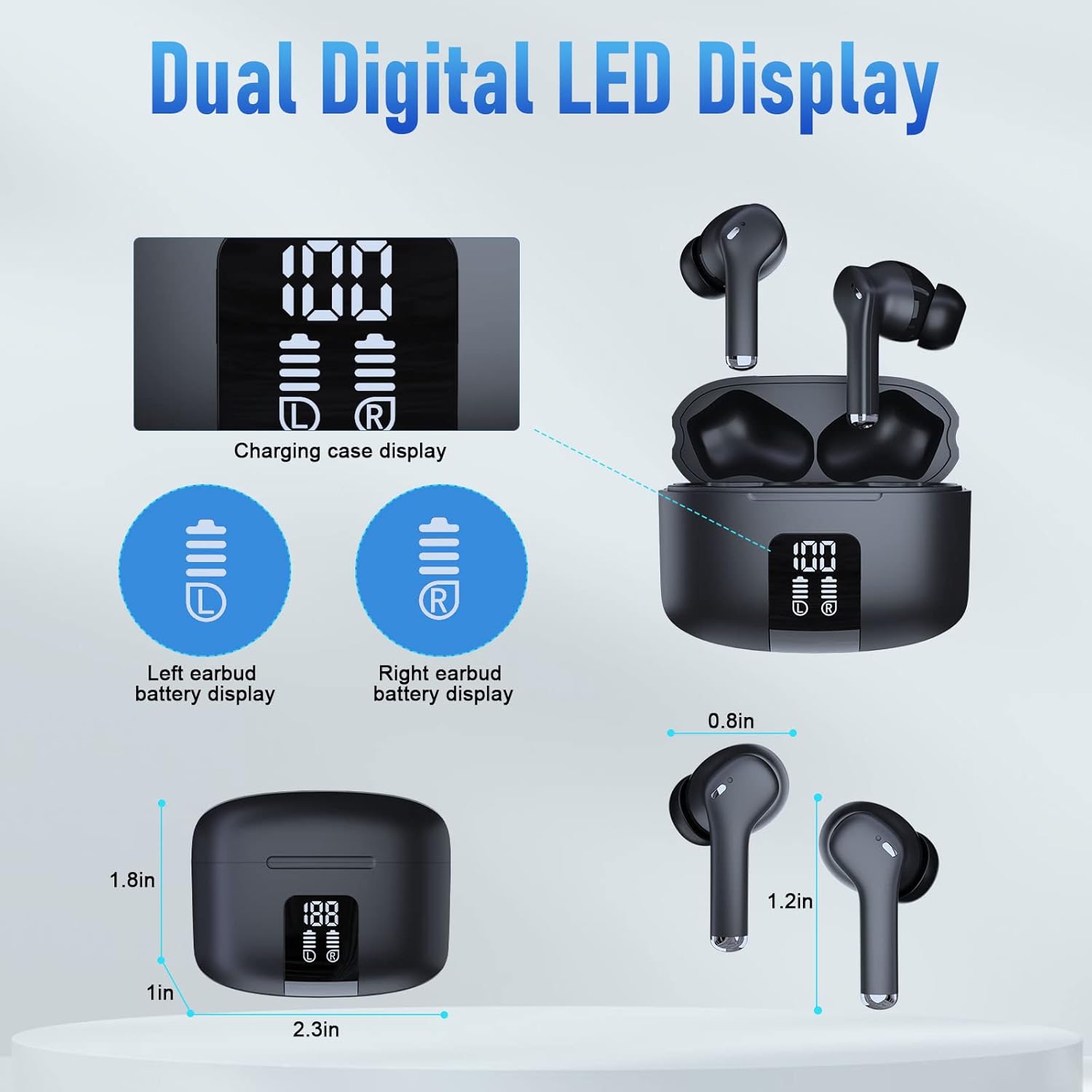 ZIZVAV Wireless Bluetooth 5.3 Earbuds Compatible with iPhone & Android