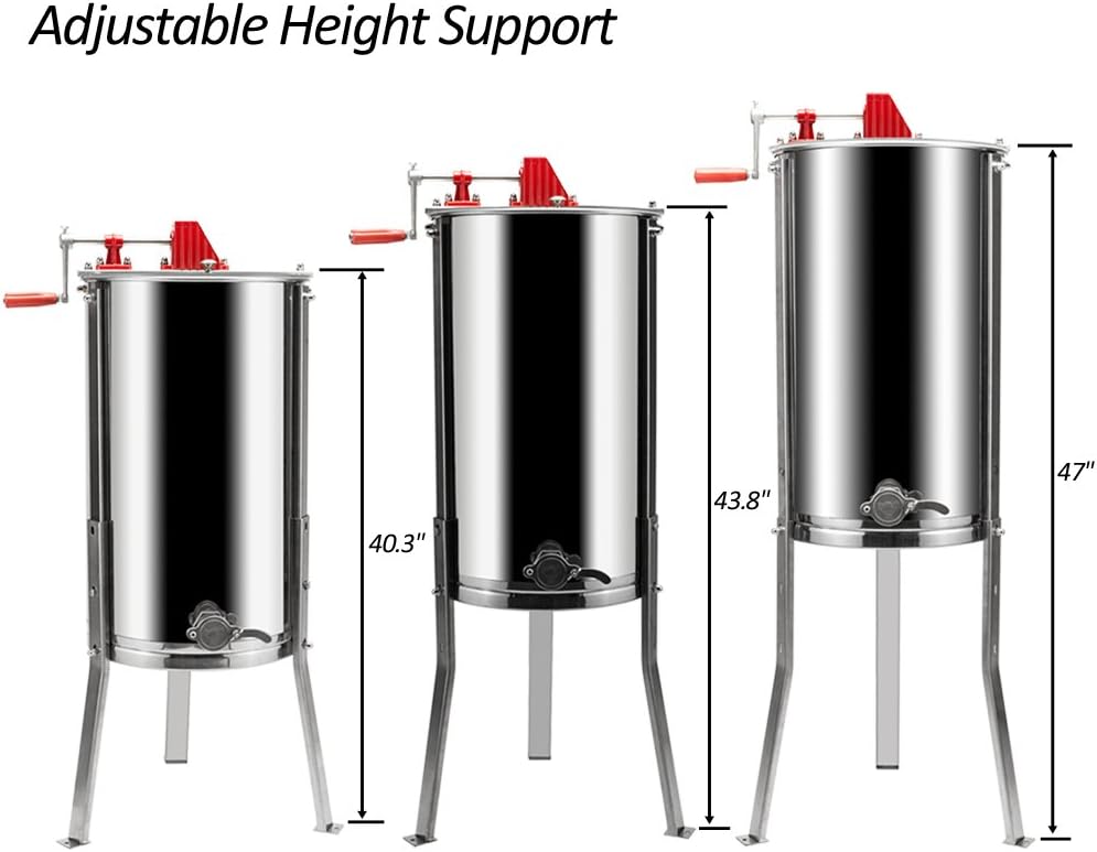 VINGLI 2 Frames Manual Honey Extractor Separator, Food Grade Stainless Steel Honeycomb Spinner Drum Crank by Hand with Adjustable Height Stands, Beekeeping Pro Extraction Apiary Centrifuge Equipment