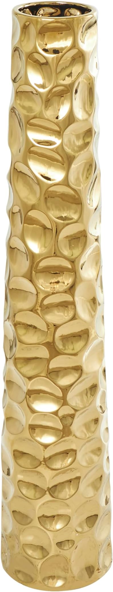 Deco 79 Ceramic Geometric Decorative Vase Bubble Centerpiece Vase with Concaved Circles, Flower Vase for Home Decoration 8" x 8" x 39", Gold