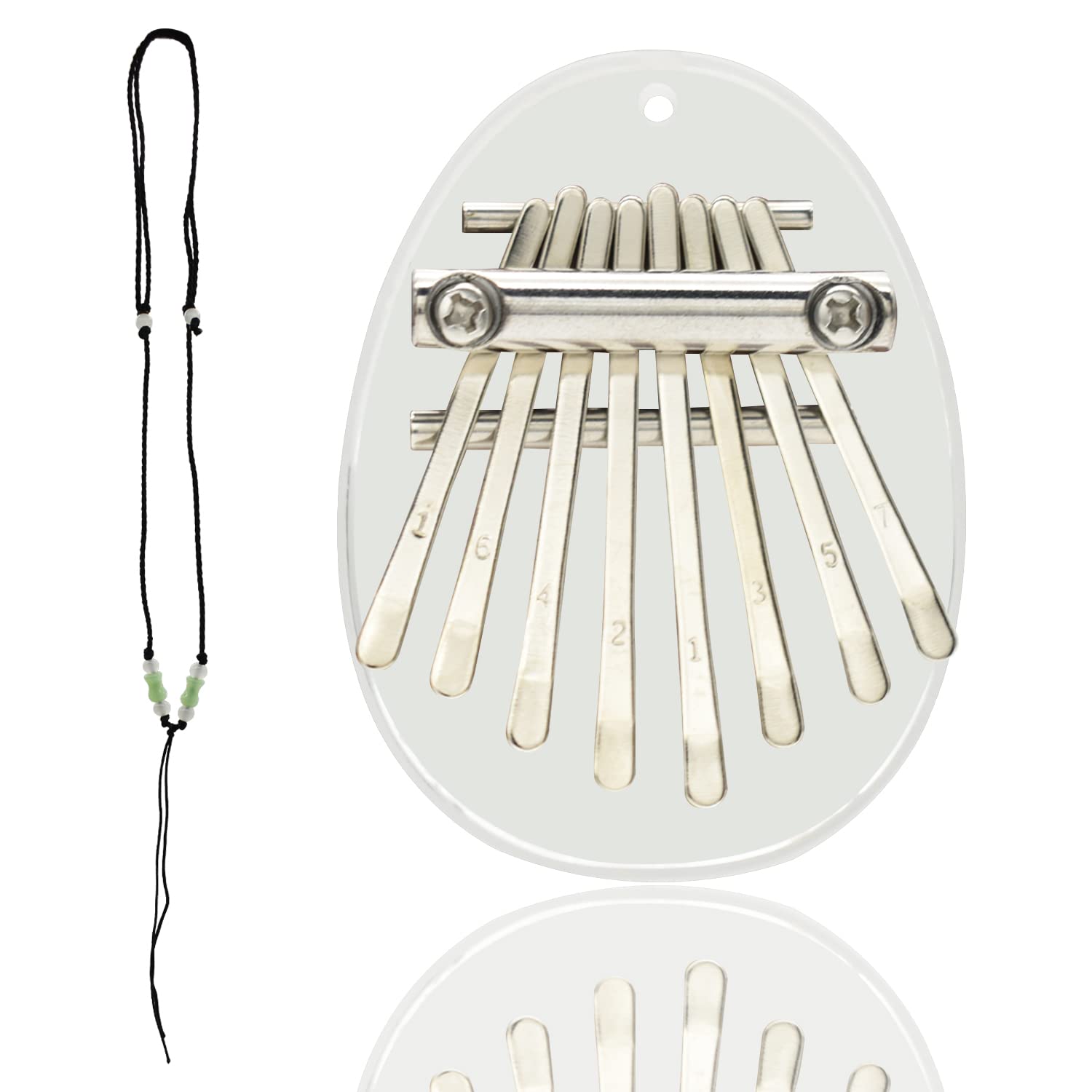 Kalimba Thumb Piano Alnicov - Mini 8 Tasti In Acrilico Trasparente Con Cordino, Regalo Ideale Per Musicisti