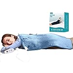 Ruqiji 17\'\'x33\'\' XXXL King Size Flannel Electric Heating Patches with 120 Minutes Auto Shut Off&6 Temperature Settings, Pain Relief for Back/Neck/Shoulders/Menstrual Pain/Leg Cramp(Light Blue)