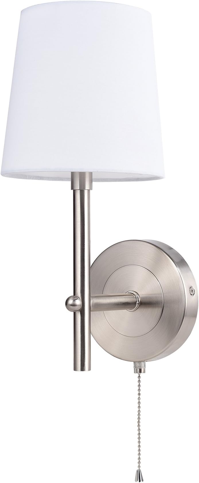 Tengxin Indoor Wall Lamp 1-Light Fixture with Fabric Shade, Brushed Nickel Finish Wall Light,Suitable for Bedroon Living Room, E27,UL Listed (Brushed Nickel, 1 Pack)