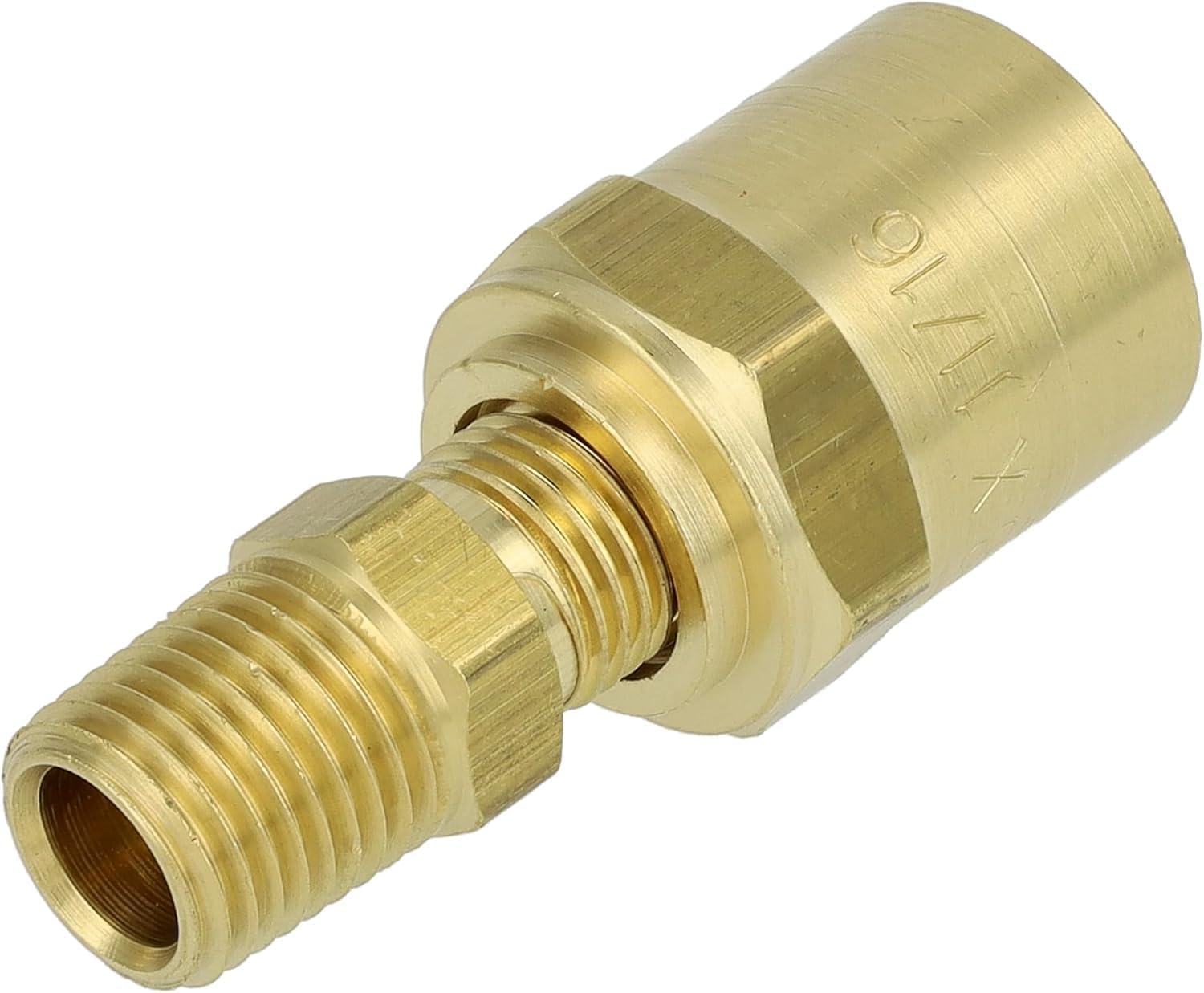 Reusable Brass Hose Adapter – 1/4" NPTF Male x 3/8" ID x 11/16" OD, Dixon BN32RU68 Fitting